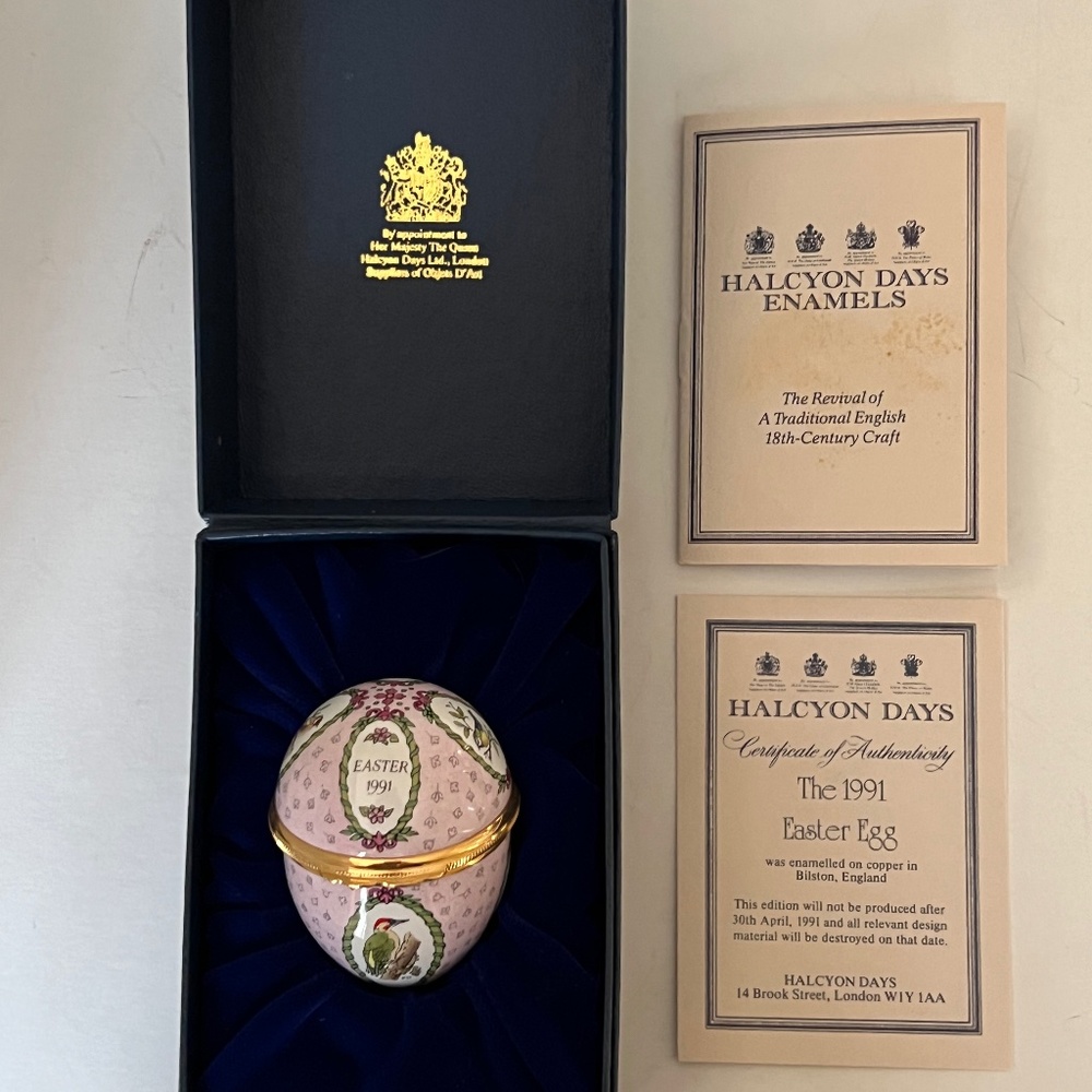 Halcyon Days Enamel Easter Egg - 1991 (COI, Box)